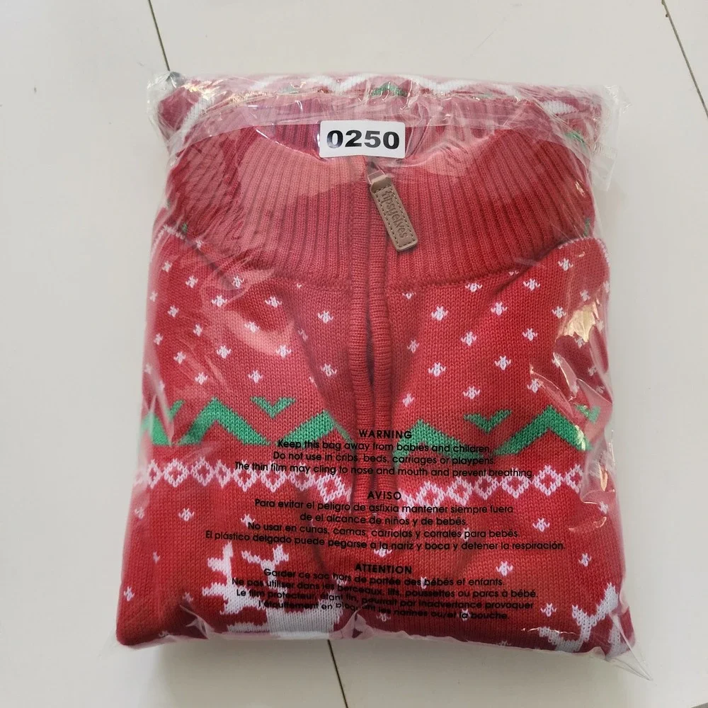 Tipsy Elves Men's XL Reindeer Humping Ugly Christmas Sweater Quarter Zip Red